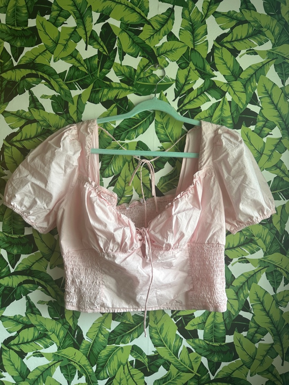Astr Light Pink Puff Sleeve Crop Top